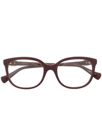 Gucci logo square-frame glasses - women - Acetate - 54 - Brown