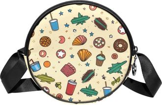 Generic Circle Crossbody Bag for Women, Summer Fruit Small Sling Bag Daypack with Zipper Adjustable Shoulder Straps Casual Ladies Girls Round Purse