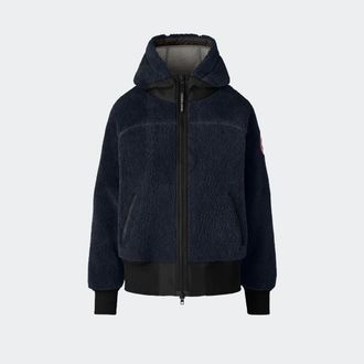 Canada Goose Manteau &agrave; capuchon surdimensionn&eacute; en molleton &eacute;cologique &agrave; longs poils Simcoe (Femmes, Atlantic Navy, TP)