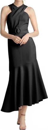 Sachin & Babi Naomi Cross Neck Asymmetric Dress In Black