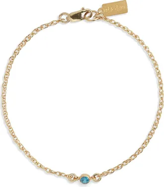 Set & Stones Cubic Zirconia Birthstone Pendant Bracelet in Gold/december at Nordstrom