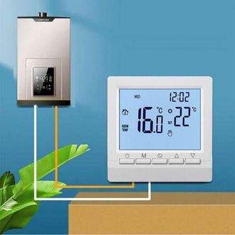 OEM Termostato Para Caldera A Pilas, Controlador De Temperatura Ambiente Programable, Bloqueo De Seguridad Para Ni&ntilde;os, Ajuste De Temperatura: 5-90 &deg;c