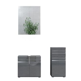 Vicco Conjunto De Muebles De Ba&ntilde;o Freddy, Antracita Alto Brillo, 3 Piezas