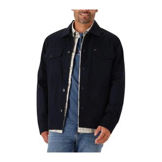 Tommy Hilfiger Jassen, Heren, Blauw, 2Xl, Katoen, Katoenen Twill Overhemd Jas voor Mannen