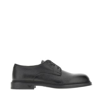 Emporio Armani Derbyschoenen van generfd leer - Heren - Schoenen - Zwart - Maat: 42 EU Leer