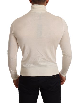 Dolce & Gabbana Mens Cashmere Turtleneck Cream Silk