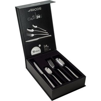 Arcos Estuche 24 Piezas Capri - Cuberter&iacute;a De L&iacute;neas Rectas, Con Suaves Curvaturas En El Mango. Dise&ntilde;o Actual Y Novedoso