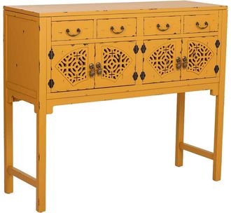 Wanderlust Deco Recibidor De Madera Amarillo 120x40x102h Cm