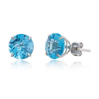 MAX + STONE 10k Yellow or White Gold 8mm Round Cut Gemstone Birthstone Stud Earrings