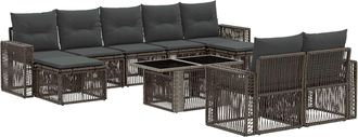 vidaXL Conjunto De Sof&aacute;s De Jard&iacute;n 10 Uds. Gris Y Gris Oscuro Vidaxl