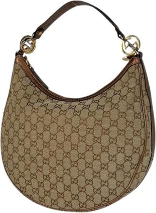Gucci Pre-owned Shoulder Bags, female, Brown, Size: ONE SIZE Pre-owned GG Canvas Shoulder Bag