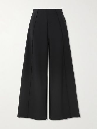 Max Mara Pantaloni A Gamba Larga In Jersey Stretch Nigella - Nero