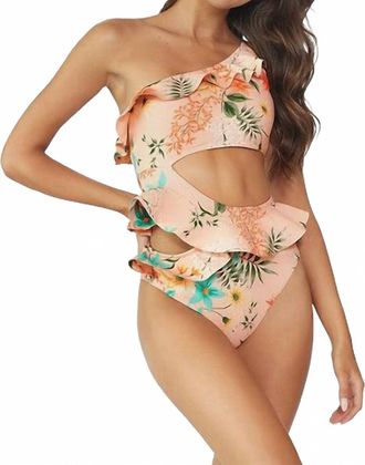 PQ Swim Womens Ruffle Cut Out One Piece In Botanica