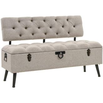Les Tendances Les Tendances - Panca contenitore con schienale 110 cm tessuto panna 020010951