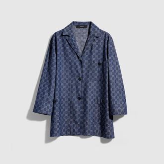 Gucci GG Cotton Denim Jacquard Jacket, Blue