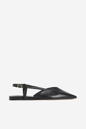 H&M Slingpumps aus Leder - Schwarz