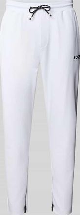 HUGO BOSS Regular Fit Sweatpants mit Label Stitching Modell JT_TOC SPIN LONG in Weiss, Gr&ouml;&szlig;e XXXL