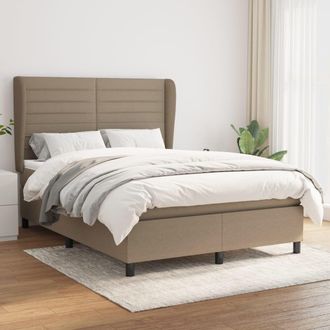 vidaXL Vidaxl - Cama Box Spring Con Colch&oacute;n Tela Gris Taupe 140x190 Cm