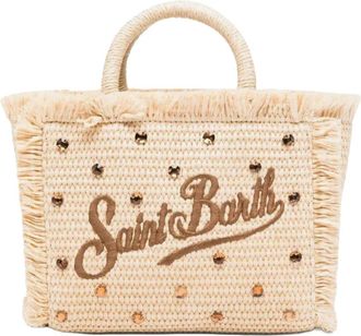 MC2 Saint Barth Tote Bags, female, Beige, Size: ONE SIZE Vanity Mini Straw N - Small Bag With Strap