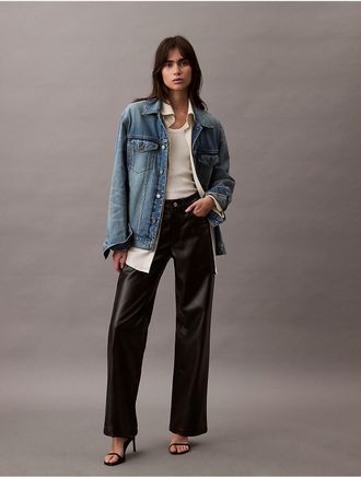 Calvin Klein Jeans Calvin Klein Womens Faux Leather 90s Pants - Black - 10W x RL