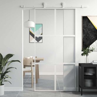 vidaXL Puerta Corredera Vidrio Templado Y Aluminio Blanca 102,5x205 Cm Vidaxl