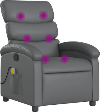 vidaXL Sill&oacute;n De Masaje Reclinable Cuero Sint&eacute;tico Gris Vidaxl