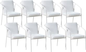Beliani Conjunto de 8 sillas de jard&iacute;n con cojines Metal Blanco