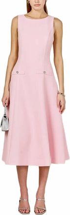 endless rose Sleeveless Tweed Midi Dress In Pink