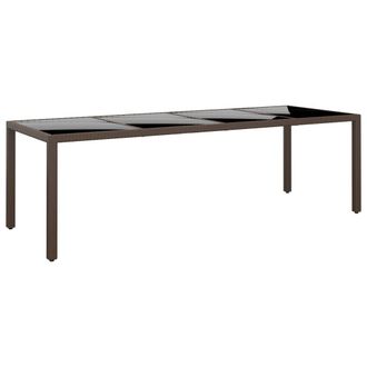 Berkfield Home Garden Table with Glass Top Brown Poly Rattan