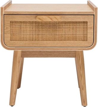 Miliboo Mesilla De Noche De Madera Maciza Clara Y Rat&aacute;n Con Caj&oacute;n Ath&egrave;ne