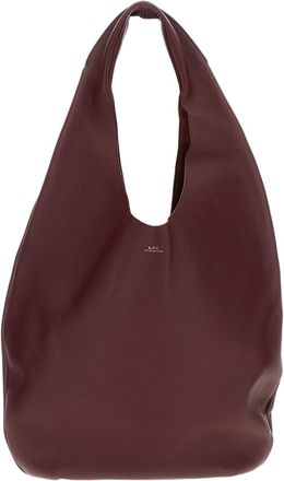 A.P.C. Red Grained Leather Le Neige Tote Bag