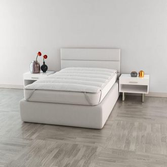 Italian Bed Linen Italian Bed Linen Topper Una Piazza e Mezza, Microfibra, Bianco