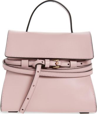 Moschino Small Tie Me Leather Top Handle Bag in Pink at Nordstrom