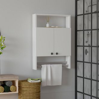 Dmora Mueble Colgante Tanagro, 2 Estantes, Puertas Batientes, 2 Puertas, 60x87h Cm Blanco