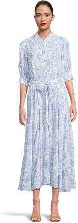 Lilly Pulitzer Larkyn Midi Shirtdress Womens Dress Resort White Tall Tales : 10, Viscose