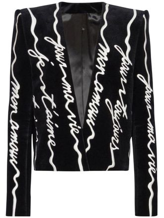 Balmain Spencer embroidered blazer - men - Satin/Cotton - 52 - Black