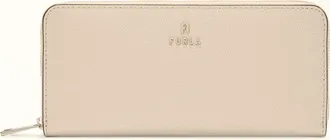 Furla Camelia Zip Around Ballerina I Pink Textured Leather Woman