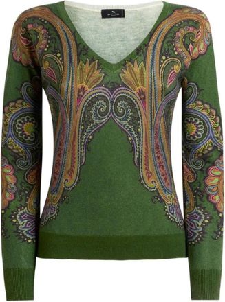 Etro Truien - Dames - V-hals truien - Veelkleurig - L - Truien & Vesten