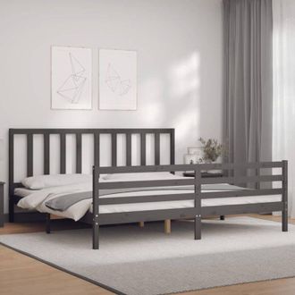 vidaXL Bed Frame without Mattress Grey 200x200 cm Solid Wood Pine Vidaxl