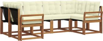 vidaXL Conjunto De Sof&aacute;s De Exterior 6 Uds. Natural Y Crema Vidaxl