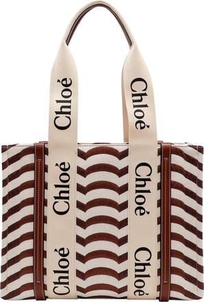 Chlo&eacute; Chlo&eacute; Womens Woody Medium Tote Bag - Beige Linen - One Size