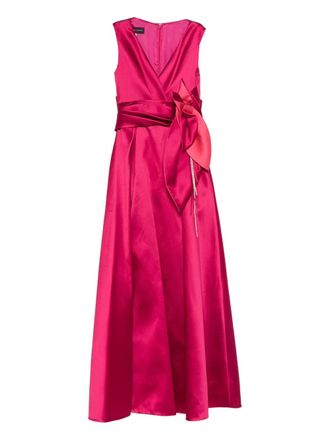 Talbot Runhof bow sleeveless dress - women - Polyester/Silk - 38 - Pink