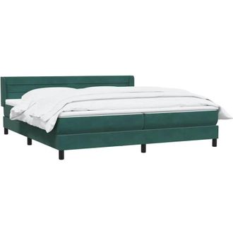 vidaXL Cama Box Spring Con Colch&oacute;n Terciopelo Verde Oscuro 180x220 Cm Vidaxl