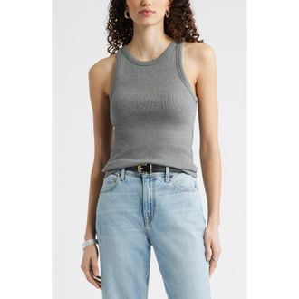 Nordstrom Everyday Cotton Rib Tank in Grey Dark Heather at Nordstrom, Size Xx-Small