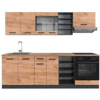 Vicco Mueble De Cocina R-line, Oro Power Roble/antracita, 240 Cm, Et Roble
