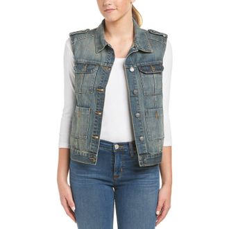 Hidden Jeans Womens Distressed Denim Vest In Denim Blue