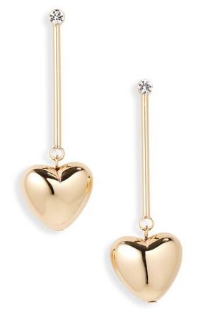 Nordstrom Crystal Stud Heart Drop Earrings in Clear- Gold at Nordstrom Rack
