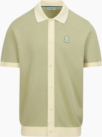 Sandbanks Mens Sandbanks Knitted Full Button Polo Sage - Size: 42