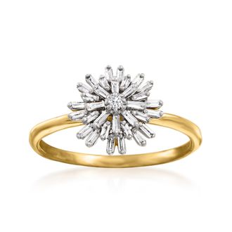 Ross-Simons Baguette Diamond Starburst Ring in 14kt Yellow Gold