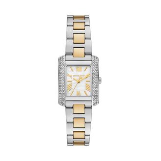 Michael Kors Accessoires, Dames, Grijs, ONE Size, Petite Emery Pav&eacute; Two-Tone Horloge